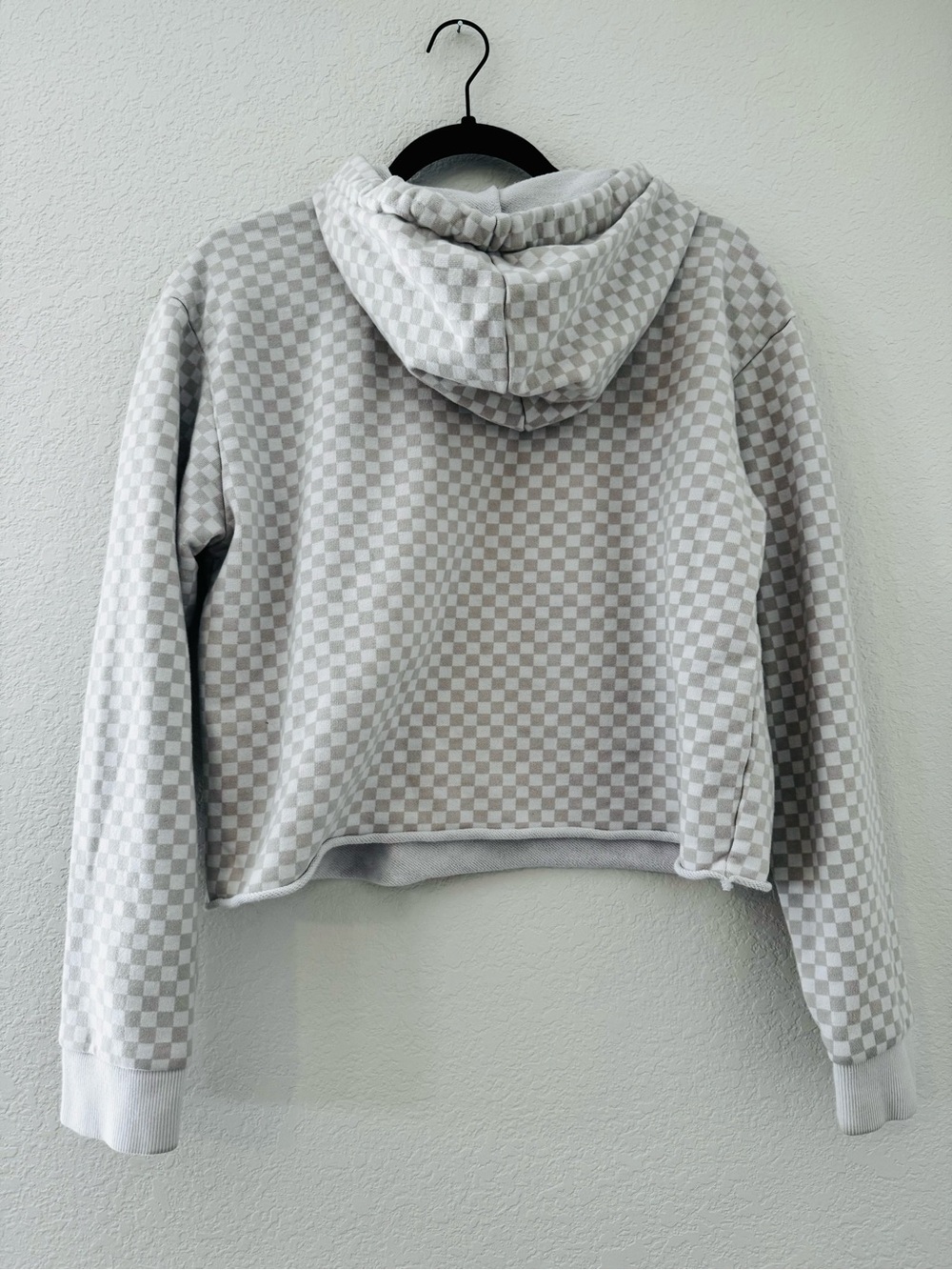 VANS x Leila Hurst Tan White Checkered Cropped Hoodie - Picture 9 of 12